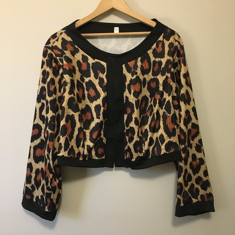 Sexy Leopard Print Costume Bolero Shrug Cropped Cardigan